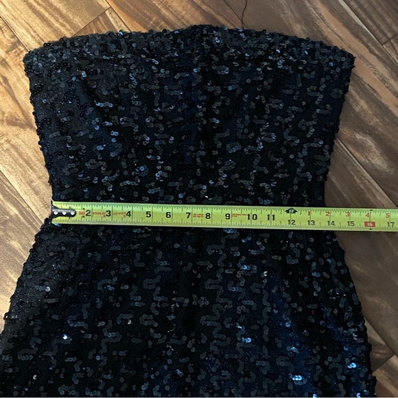 vtg Strapless Sequin Wiggle Dress w Thigh Split - Picture 8 of 12